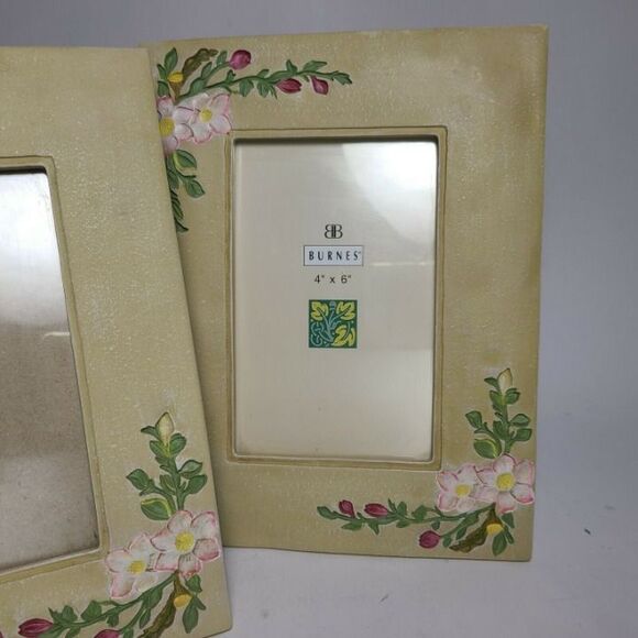 Burnes Ellice Dogwood set of 2 Two 4x6 Picture Frames Wild roses floral - Picture 2 of 6